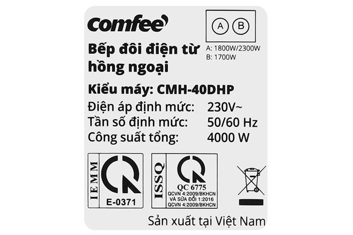 Bếp từ hồng ngoại âm Comfee CMH-40DHP 4000W